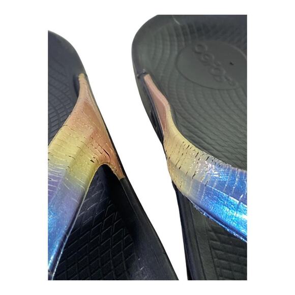 OOFOS Women's Sandals - Black and Iridescent - Picture 4 of 7